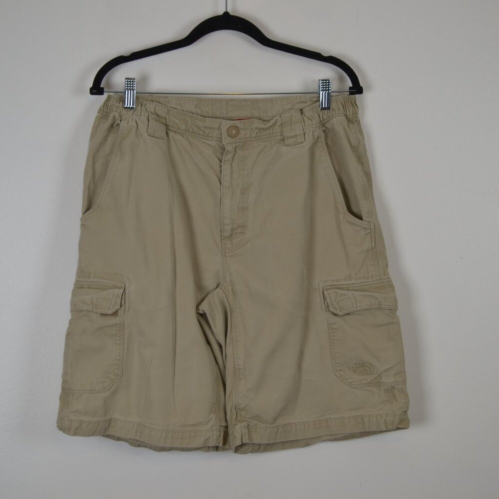 The North Face Mens M Cargo Shorts 4 Pocket Elastic Side Waist Relax Fit Beige